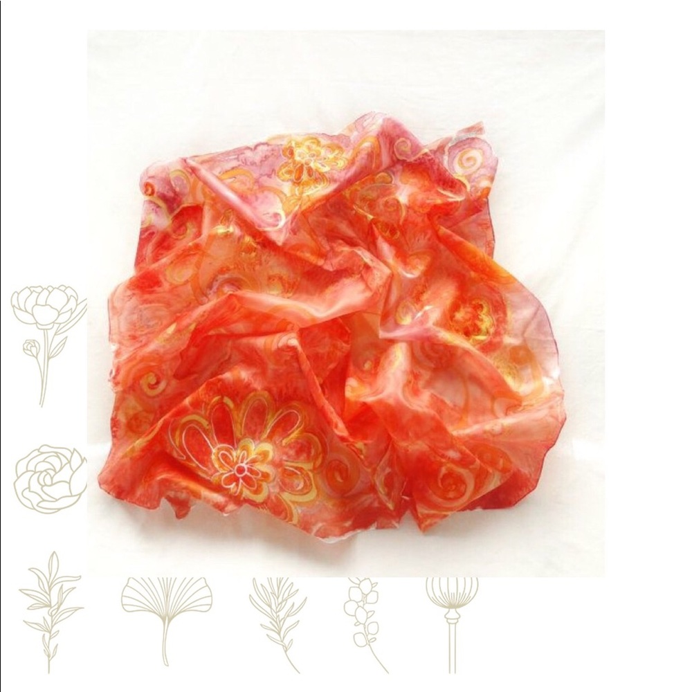 Luxurious 100% Silk Hand Painted Scarf from Greece